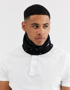 Черный шарф-снуд с монограммой Calvin Klein Golf