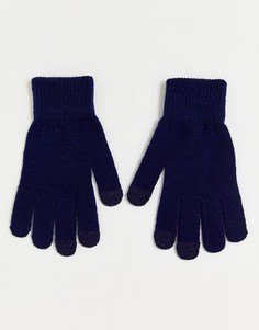 Темно-синие перчатки с отделкой для сенсорных устройств SVNX-Темно-синий 7X