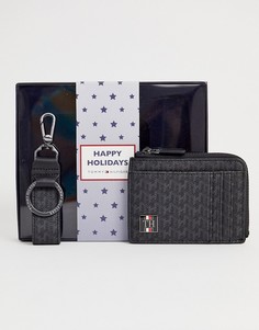 Подарочный набор с кошельком для карт на молнии и брелоком для ключей черного цвета с монограммой Tommy Hilfiger-Черный