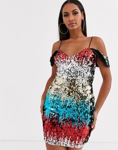 Платье мини с пайетками и шнуровкой Love & Other Things-Многоцветный