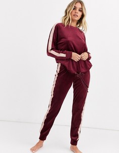 Бордовые велюровые джоггеры Hunkemoller-Красный