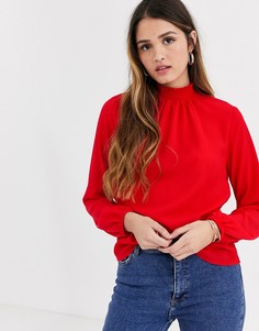 Ярко-красная блузка с присборенной отделкой New Look-Красный