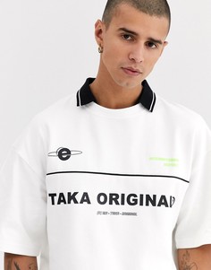 Свободная футболка-поло с логотипом Taka Original-Белый