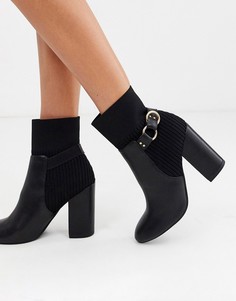 Черные ботильоны на каблуке с кольцами Miss Selfridge-Черный