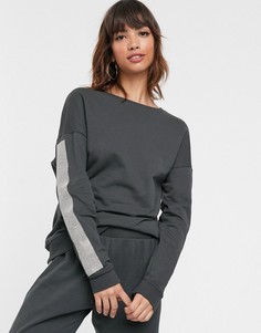 Темно-серый декорированный свитшот в полоску River Island