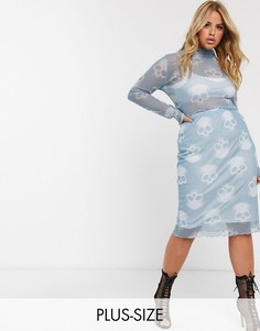 Сетчатая юбка миди от комплекта со сплошным узором Rokoko Plus-Мульти