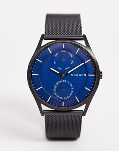 Мужские часы с сетчатым ремешком черного цвета Skagen SKW6450-Черный