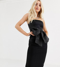 Облегающее платье миди с крупным бантом из органзы UNIQUE21-Черный