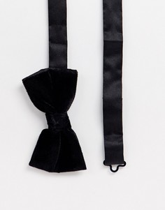 Черный бархатный галстук-бабочка Moss London