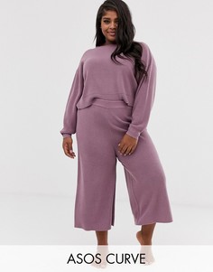 Трикотажные свободные кюлоты для дома ASOS DESIGN Curve-Розовый