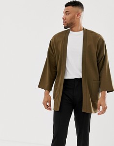 Коричневый трикотажный кардиган-кимоно ASOS DESIGN