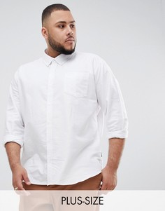 Белая оксфордская рубашка с длинными рукавами BadRhino Big-Белый