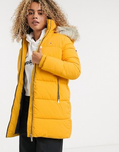 Дутая куртка с искусственным мехом на капюшоне Tommy Jeans-Желтый