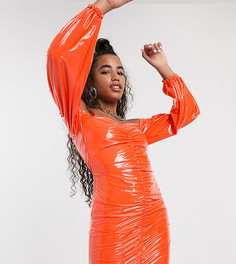 Платье мини с открытыми плечами и сборками One Above Another-Оранжевый