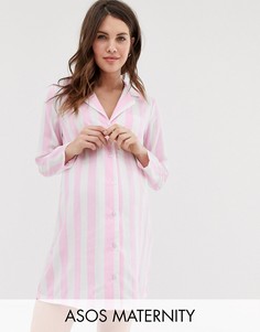 Пижамная рубашка в полоску ASOS DESIGN Maternity-Розовый