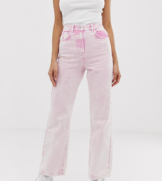 Розовые прямые джинсы с эффектом кислотной стирки COLLUSION Tall x005-Розовый