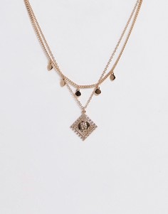 Ожерелье в два ряда с подвеской Missguided-Золотой