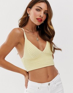 Желтый ажурный бралетт Stradivarius