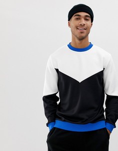 Черно-белый спортивный свитшот в стиле колор блок ASOS DESIGN