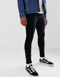 Супероблегающие джинсы с бархатными полосками New Look-Черный