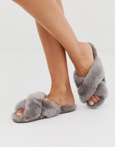 Слиперы с перекрестными ремешками Just Sheepskin-Розовый