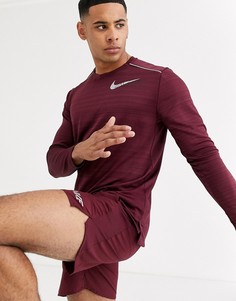 Бордовый топ с длинными рукавами и принтом на груди Nike Running Miler-Красный