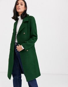Пальто в стиле милитари с добавлением шерсти и контрастной окантовкой Gianni Feraud-Зеленый