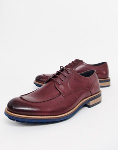 Кожаные бордовые туфли на шнуровке и массивной подошве для широкой стопы Silver Street-Красный