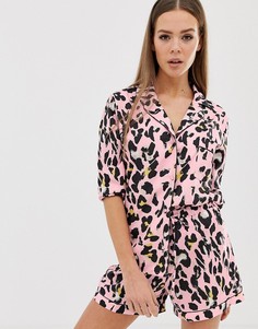 Атласная пижама с леопардовым принтом Missguided-Мульти