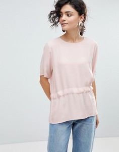 Блузка с асимметричным краем Selected Femme-Розовый