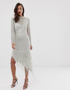 Декорированное платье миди с бахромой ASOS EDITION-Белый