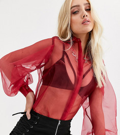 Рубашка из органзы с пышными рукавами UNIQUE21-Красный