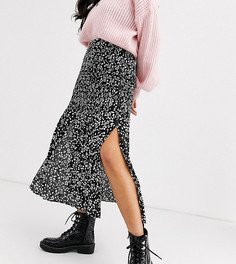 Юбка миди с монохромным принтом Topshop Petite-Черный