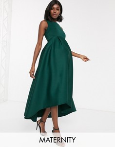 Зеленое платье миди для выпускного с асимметричным подолом True Violet Maternity-Зеленый