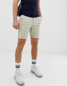 Бежевые узкие шорты чиносы ASOS DESIGN-Бежевый