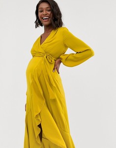 Платье миди с запахом Flounce London Maternity-Желтый