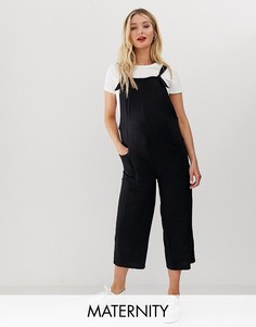 Черный льняной комбинезон New Look Maternity