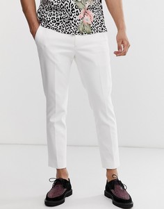 Белые укороченные зауженные брюки Twisted Tailor-Белый