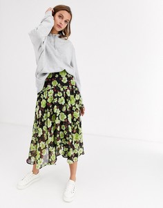Юбка с запахом и цветочным принтом Soaked In Luxury-Мульти