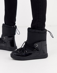 Черные зимние сапоги на шнуровке Glamorous-Черный