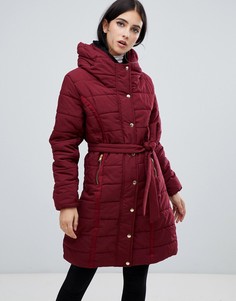 Дутая куртка с подкладкой из искусственного меха и поясом AX Paris-Фиолетовый