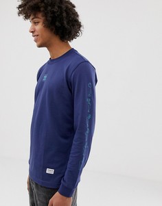 Синий лонгслив с принтом на рукавах adidas Skateboarding CE1813