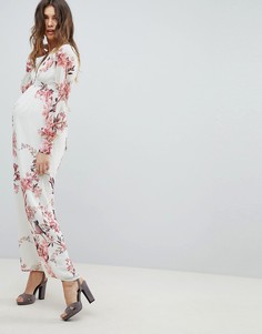Платье макси на пуговицах с длинными рукавами и принтом Hope & Ivy Maternity-Мульти