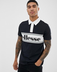 Черное поло с крупным логотипом ellesse Sestolia-Черный