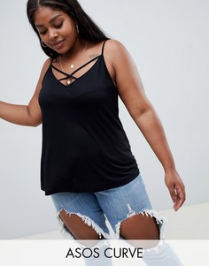 Черный топ на бретельках ASOS DESIGN Curve
