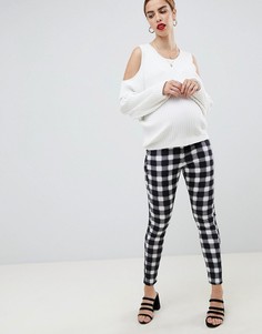 Джеггинсы в монохромную клетку со вставкой на поясе ASOS DESIGN Maternity Rivington-Мульти