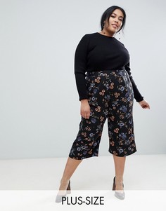 Широкие брюки с цветочным принтом Influence Plus-Черный