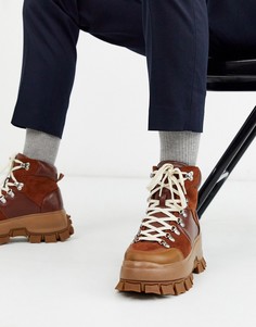 Ботинки на массивной подошве со шнуровкой ASOS DESIGN-Светло-коричневый