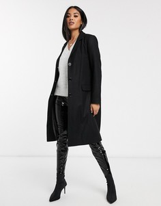 Приталенное пальто на 3 пуговицах с добавлением шерсти Helene Berman-Черный