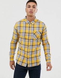 Приталенная рубашка в клетку с карманом Soul Star-Желтый